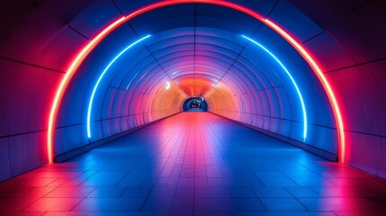 Canvas Print - Neon Tunnel with Vibrant Lights