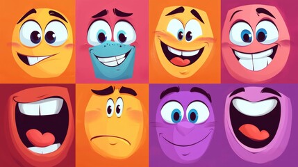 Wall Mural - Colorful Cartoon Faces Emojis