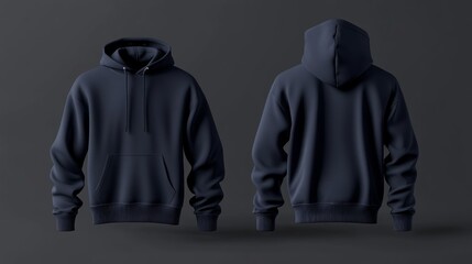 front and back navy hoodie mock up 