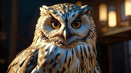 Cute Cartoon Owl with Big Yellow Eyes and Brown Feathers
Illustration of a Wise Little Owl Isolated in Nature, Perched on a Tree