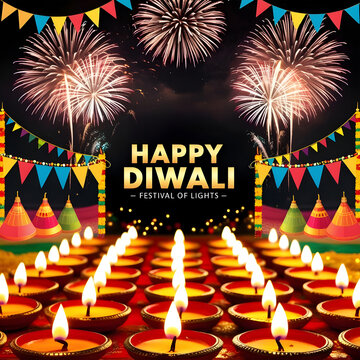 Happy Diwali Festival Of Lights Poster Background Design

