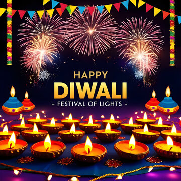 Happy Diwali Festival Of Lights Poster Background Design

