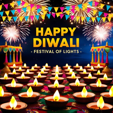 Happy Diwali Festival Of Lights Poster Background Design

