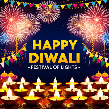 Happy Diwali Festival Of Lights Poster Background Design

