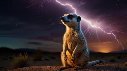 Sticker - Meerkat Under a Lightning Storm