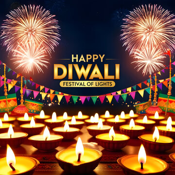 Happy Diwali Festival Of Lights Poster Background Design

