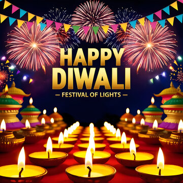 Happy Diwali Festival Of Lights Poster Background Design

