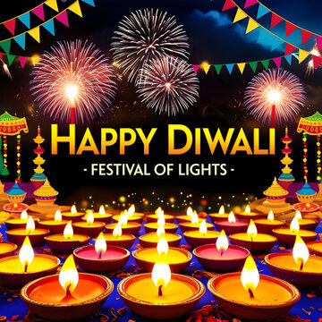 Happy Diwali Festival Of Lights Poster Background Design

