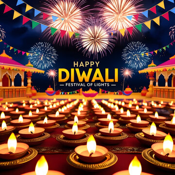 Happy Diwali Festival Of Lights Poster Background Design

