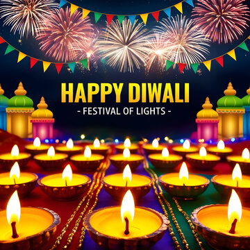 Happy Diwali Festival Of Lights Poster Background Design

