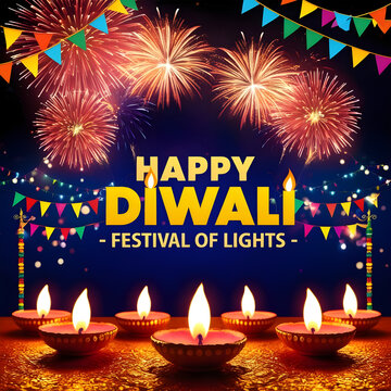 Happy Diwali Festival Of Lights Poster Background Design


