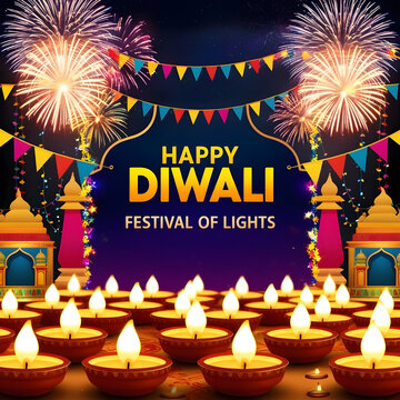 Happy Diwali Festival Of Lights Poster Background Design

