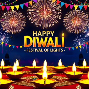 Happy Diwali Festival Of Lights Poster Background Design

