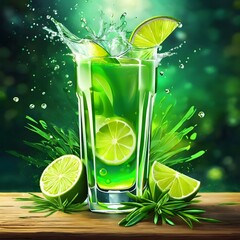 cocktail with lime and mint