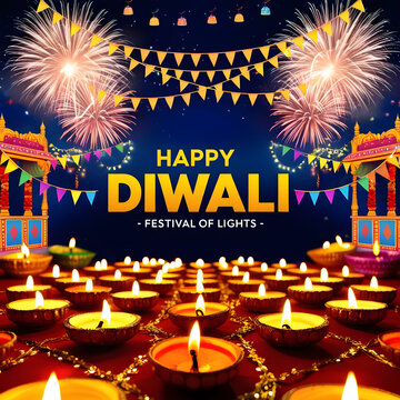 Happy Diwali Festival Of Lights Poster Background Design


