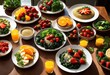 © Yaraslava - vibrant plates presenting array colorful diverse dietary choices featuring fresh culinary delights, appetizer, platter, dish, cuisine, ingredient, fruit