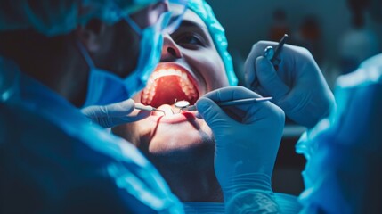 Aufkleber - A dentist is working on a patient's teeth