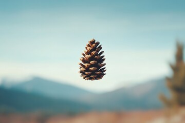 Canvas Print - A Single Pine Cone Floating in the Sky