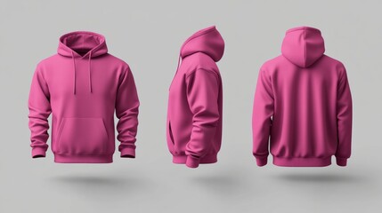 front and back magenta hoodie mock up