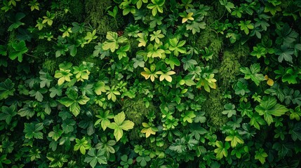 Garden leaf background. Fresh ivy plant texture. Natural environment foliage pattern. Summer tree or bush wallpaper. Grass field. Green spring botany decoration