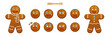 © backup16 - Gingerbread man cookies with different emotions set. Christmas ginger man vector illustration. Happy, cheerful, cute, sad, angry, funny faces of traditional sweet Xmas ginger biscuits.