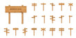 © backup16 - 3d wooden signboards set vector illustration. Realistic wood sign posts. Blank arrows with wood texture, plywood road pointers.