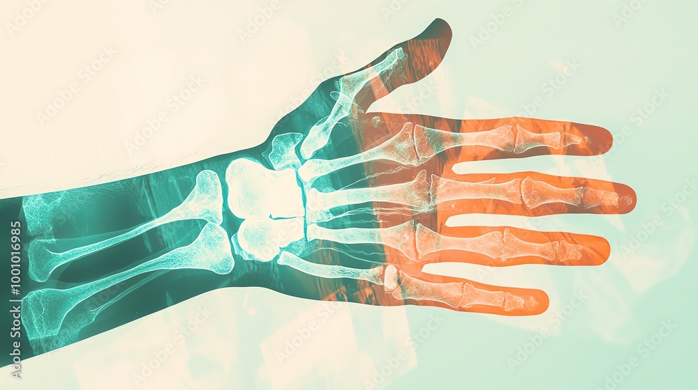 Human hand x-ray image showcasing detailed skeletal structure and ...