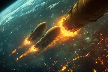 Wall Mural - Ballistic missiles in flight 