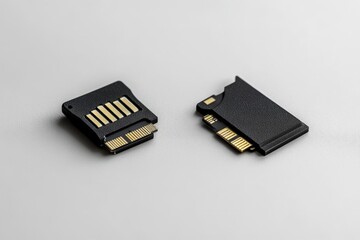 two black memory cards on a white background