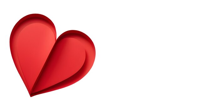 Continuous line heart shape border with realistic paper heart on white background for valentines, women, mother day greeting invitation graphic design