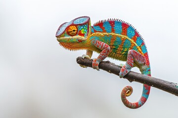 Colorful chameleon on a branch