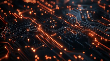 Poster - Abstract Digital Circuit Background with Glowing Lights