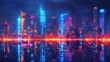 © CLOVER BACKGROUND - Futuristic Cityscape with Neon Lights at Night