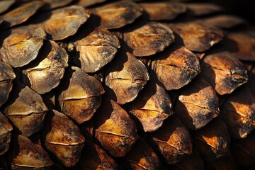 Canvas Print - Close-up of the Rough Texture of a Brown Pine Cone