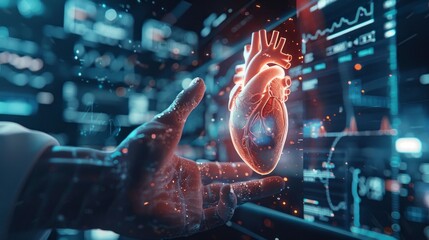 Poster - A hand holding a heart in a digital image