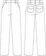 © sin - mid rise mid waist with pockets classic tailored pant trouser  straight  template technical drawing flat sketch cad mockup fashion men man design style model