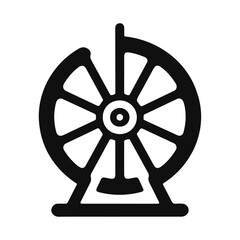 Black silhouette chakra wheel tire icon and vector illustration