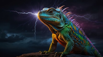 Poster - Iguana with Lightning