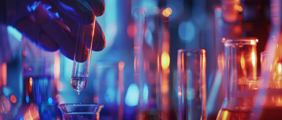 Poster - A person is pouring liquid into a beaker