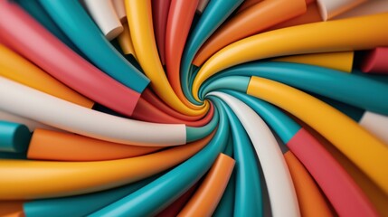 Poster - Vibrant Swirling Colorful Straws Abstract Background