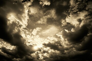 dramatic cloudy sky with sun rays