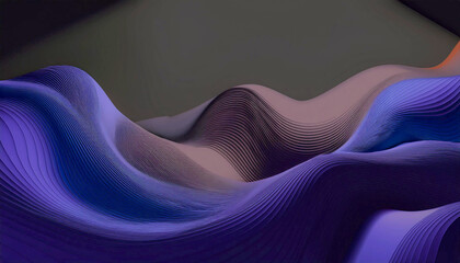 Abstraction shape with a dark and vivid wave on a black background. Rendering of a contemporary image in three dimensions.