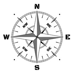classical style compass icon symbol. flat vector illustration
