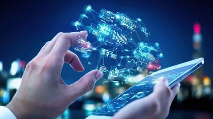 Poster - Futuristic Data Visualization on Digital Tablet