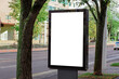 © anasttrofimova20 - Vertical blank white street billboard in the city. Advertising banner with copy space. Mock up