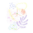 © Rawpixel.com - Floral line art png transparent background, pastel kids doodle design