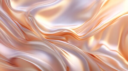 Soft peach satin fabric with smooth silky folds and waves.