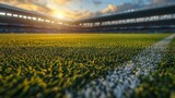 beautiful wide view of modern american soccer stadium filled with energy before championship game