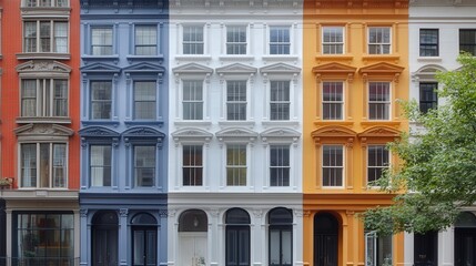 Poster - classic architectural row of colorful houses
