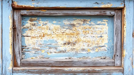 Poster - Weathered blue wood with a square window frame.